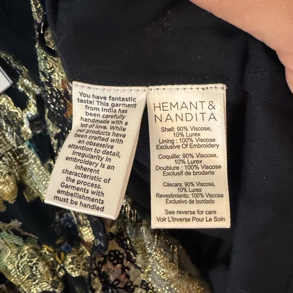 HEMANT & NANDITA Multicolor Rafa Short Floral Long Sleeve Dress - Picture 9 of 11